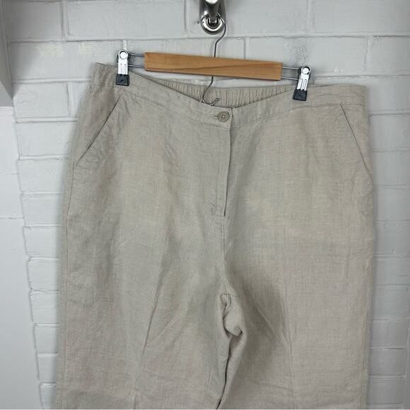 L.L.Bean Neutral Cream Tan 100% Linen Classic Fit Pants Size 18 - Picture 4 of 10
